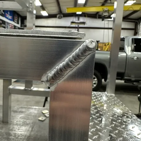 Clean aluminum weld bead close-up